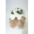Ivory Peonies, Roses and Orchids in Hessian Covered Pot